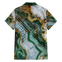 Polynesian Tribal Tattoo Hawaiian Shirt Green Marble Pattern