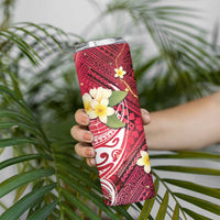 Polynesian Tribal Tattoo Skinny Tumbler Plumeria Blood Red and Gold Marble Pattern LT9 - Polynesian Pride