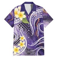 Polynesian Tribal Tattoo Family Matching Mermaid Dress and Hawaiian Shirt Plumeria Purple Marble Pattern LT9 Dad's Shirt - Short Sleeve Purple - Polynesian Pride