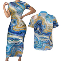Polynesian Tribal Tattoo Couples Matching Short Sleeve Bodycon Dress and Hawaiian Shirt Swirling Ocean Marble Pattern LT9 Ocean - Polynesian Pride
