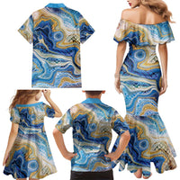 Polynesian Tribal Tattoo Family Matching Mermaid Dress and Hawaiian Shirt Swirling Ocean Marble Pattern LT9 - Polynesian Pride