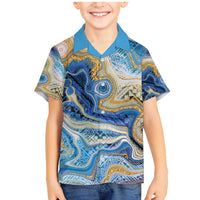 Polynesian Tribal Tattoo Family Matching Mermaid Dress and Hawaiian Shirt Swirling Ocean Marble Pattern LT9 Son's Shirt Ocean - Polynesian Pride