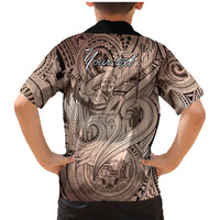 Personalised Aloha King Kamehameha Spirits Family Matching Mermaid Dress and Hawaiian Shirt Beige Special LT9 - Polynesian Pride