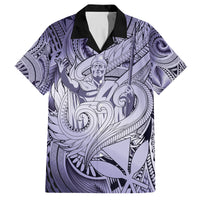 Personalised Aloha King Kamehameha Spirits Family Matching Off Shoulder Long Sleeve Dress and Hawaiian Shirt Violet Special LT9 Dad's Shirt - Short Sleeve Violet - Polynesian Pride