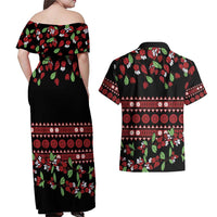 Fiji Masi Bula Tagimoucia Flowers Couples Matching Off Shoulder Maxi Dress and Hawaiian Shirt LT9 - Polynesian Pride