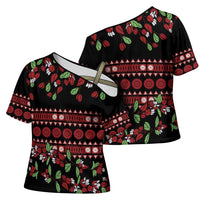 Fiji Masi Bula Tagimoucia Flowers Cross Shoulder Shirt - Polynesian Pride