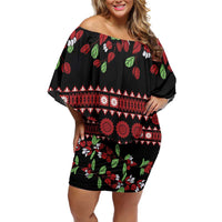 Fiji Masi Bula Tagimoucia Flowers Family Matching Off Shoulder Short Dress and Hawaiian Shirt LT9 Mom's Dress Red - Polynesian Pride