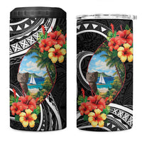 Hafa Adai Guam 4 in 1 Can Cooler Tumbler Guahan Seal Chamorro Stones Tribal LT9 One Size: 16 oz Black - Polynesian Pride
