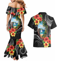 Hafa Adai Guam Couples Matching Mermaid Dress and Hawaiian Shirt Guahan Seal Chamorro Stones Tribal LT9 - Polynesian Pride