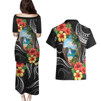 Hafa Adai Guam Couples Matching Puletasi and Hawaiian Shirt Guahan Seal Chamorro Stones Tribal LT9 - Polynesian Pride