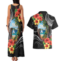 Hafa Adai Guam Couples Matching Tank Maxi Dress and Hawaiian Shirt Guahan Seal Chamorro Stones Tribal LT9 - Polynesian Pride