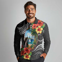 Hafa Adai Guam Long Sleeve Polo Shirt Guahan Seal Chamorro Stones Tribal LT9 - Polynesian Pride