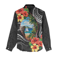 Hafa Adai Guam Women Casual Shirt Guahan Seal Chamorro Stones Tribal LT9 - Polynesian Pride