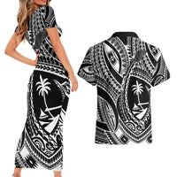 Hafa Adai Guam Inspired Tattoo Couples Matching Short Sleeve Bodycon Dress and Hawaiian Shirt LT9 - Polynesian Pride