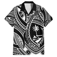 Hafa Adai Guam Inspired Tattoo Family Matching Long Sleeve Bodycon Dress and Hawaiian Shirt LT9 Dad's Shirt - Short Sleeve Black - Polynesian Pride