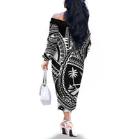 Hafa Adai Guam Inspired Tattoo Family Matching Off The Shoulder Long Sleeve Dress and Hawaiian Shirt LT9 - Polynesian Pride