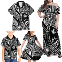 Hafa Adai Guam Inspired Tattoo Family Matching Off Shoulder Maxi Dress and Hawaiian Shirt LT9 - Polynesian Pride