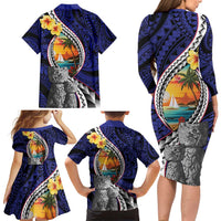 Hafa Adai Guam Seal Latte Stones Artwork Family Matching Long Sleeve Bodycon Dress and Hawaiian Shirt LT9 - Polynesian Pride