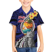 Hafa Adai Guam Seal Latte Stones Artwork Family Matching Long Sleeve Bodycon Dress and Hawaiian Shirt LT9 Son's Shirt Blue - Polynesian Pride