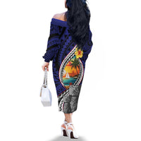 Hafa Adai Guam Seal Latte Stones Artwork Family Matching Off The Shoulder Long Sleeve Dress and Hawaiian Shirt LT9 - Polynesian Pride