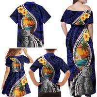 Hafa Adai Guam Seal Latte Stones Artwork Family Matching Off Shoulder Maxi Dress and Hawaiian Shirt LT9 - Polynesian Pride