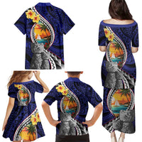 Hafa Adai Guam Seal Latte Stones Artwork Family Matching Puletasi and Hawaiian Shirt LT9 - Polynesian Pride
