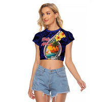 Hafa Adai Guam Seal Latte Stones Artwork Raglan Cropped T Shirt