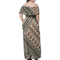 Niho Taniwha Kowhaiwhai Family Matching Off Shoulder Maxi Dress and Hawaiian Shirt LT9 - Polynesian Pride