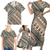 Niho Taniwha Kowhaiwhai Family Matching Short Sleeve Bodycon Dress and Hawaiian Shirt LT9 - Polynesian Pride