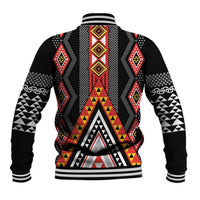 Niho Taniwha Taniko Motif Baseball Jacket