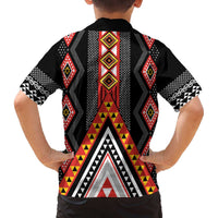 Niho Taniwha Taniko Motif Family Matching Off The Shoulder Long Sleeve Dress and Hawaiian Shirt LT9 - Polynesian Pride