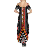 Niho Taniwha Taniko Motif Family Matching Summer Maxi Dress and Hawaiian Shirt LT9 - Polynesian Pride