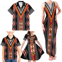 Niho Taniwha Taniko Motif Family Matching Tank Maxi Dress and Hawaiian Shirt LT9 - Polynesian Pride
