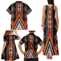 Niho Taniwha Taniko Motif Family Matching Tank Maxi Dress and Hawaiian Shirt LT9 - Polynesian Pride