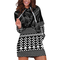 Black Taniko Kowhaiwhai Tukutuku Motif Hoodie Dress LT9 Black - Polynesian Pride