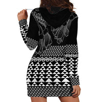 Black Taniko Kowhaiwhai Tukutuku Motif Hoodie Dress LT9 - Polynesian Pride
