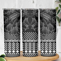 Black Taniko Kowhaiwhai Tukutuku Motif Skinny Tumbler LT9 - Polynesian Pride