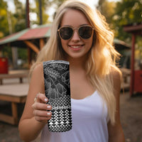 Black Taniko Kowhaiwhai Tukutuku Motif Skinny Tumbler LT9 - Polynesian Pride