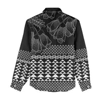 Black Taniko Kowhaiwhai Tukutuku Motif Women Casual Shirt LT9 - Polynesian Pride