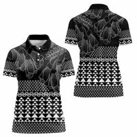 Black Taniko Kowhaiwhai Tukutuku Motif Women Polo Shirt LT9 - Polynesian Pride