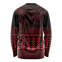 Red Taniko Kowhaiwhai Tukutuku Motif Long Sleeve Shirt
