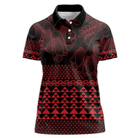 Red Taniko Kowhaiwhai Tukutuku Motif Women Polo Shirt LT9 Female Red - Polynesian Pride
