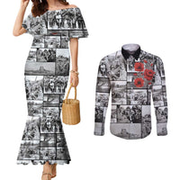 ANZAC Day Gallipoli Campaign Couples Matching Mermaid Dress and Long Sleeve Button Shirt To The End They Remain LT9 Black - Polynesian Pride