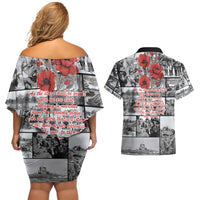 ANZAC Day Gallipoli Campaign Couples Matching Off Shoulder Short Dress and Hawaiian Shirt To The End They Remain LT9 - Polynesian Pride