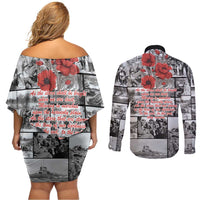 ANZAC Day Gallipoli Campaign Couples Matching Off Shoulder Short Dress and Long Sleeve Button Shirt To The End They Remain LT9 - Polynesian Pride