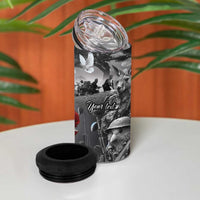 Black ANZAC Day The Battle of Lone Pine 4 in 1 Can Cooler Tumbler Kiwi-Kangaroo Soldier Lest We Forget LT9 - Polynesian Pride