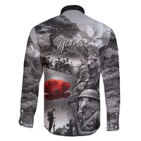Black ANZAC Day The Battle of Lone Pine Family Matching Off Shoulder Short Dress and Hawaiian Shirt Kiwi-Kangaroo Soldier Lest We Forget LT9 - Polynesian Pride