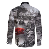 Black ANZAC Day The Battle of Lone Pine Family Matching Short Sleeve Bodycon Dress and Hawaiian Shirt Kiwi-Kangaroo Soldier Lest We Forget LT9 - Polynesian Pride