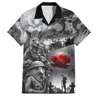 Black ANZAC Day The Battle of Lone Pine Family Matching Tank Maxi Dress and Hawaiian Shirt Kiwi-Kangaroo Soldier Lest We Forget LT9 Dad's Shirt - Short Sleeve Black - Polynesian Pride