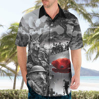 Black ANZAC Day The Battle of Lone Pine Hawaiian Shirt Kiwi-Kangaroo Soldier Lest We Forget LT9 - Polynesian Pride